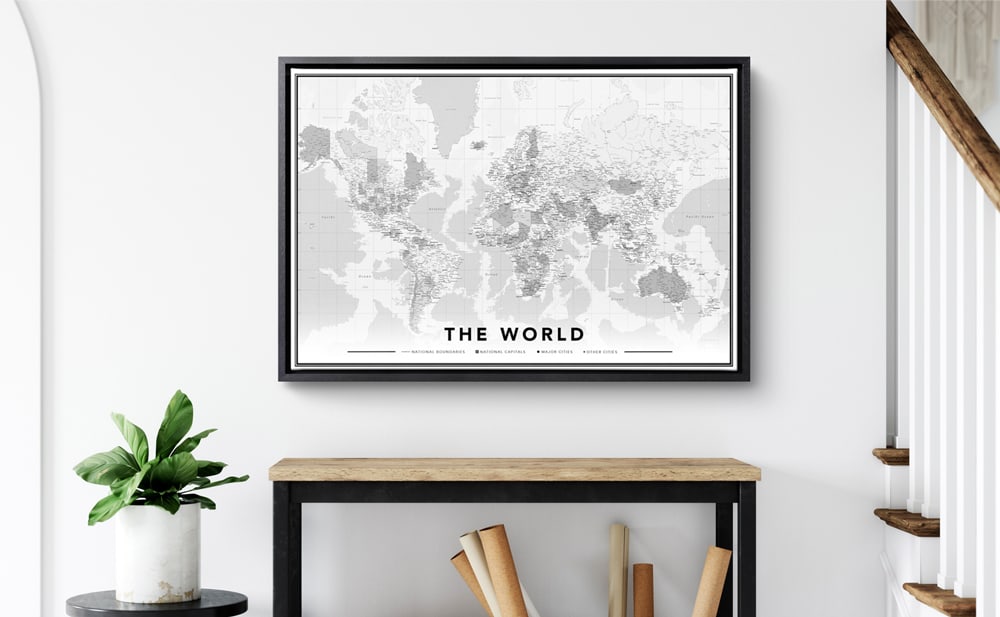 Discover the world from your wall with our stylish World Map prints. Elegant design, perfect for travelers and dreamers alike.