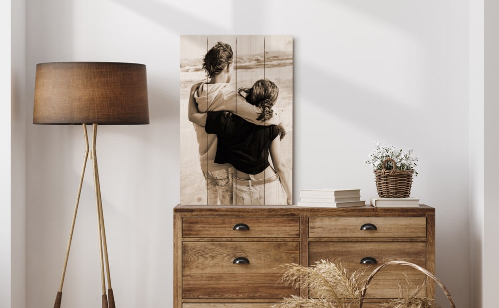 Turn your photo into a stylish wood print that brings warmth and character to any room. Natural grain and rustic charm make it a true eye-catcher in your home.