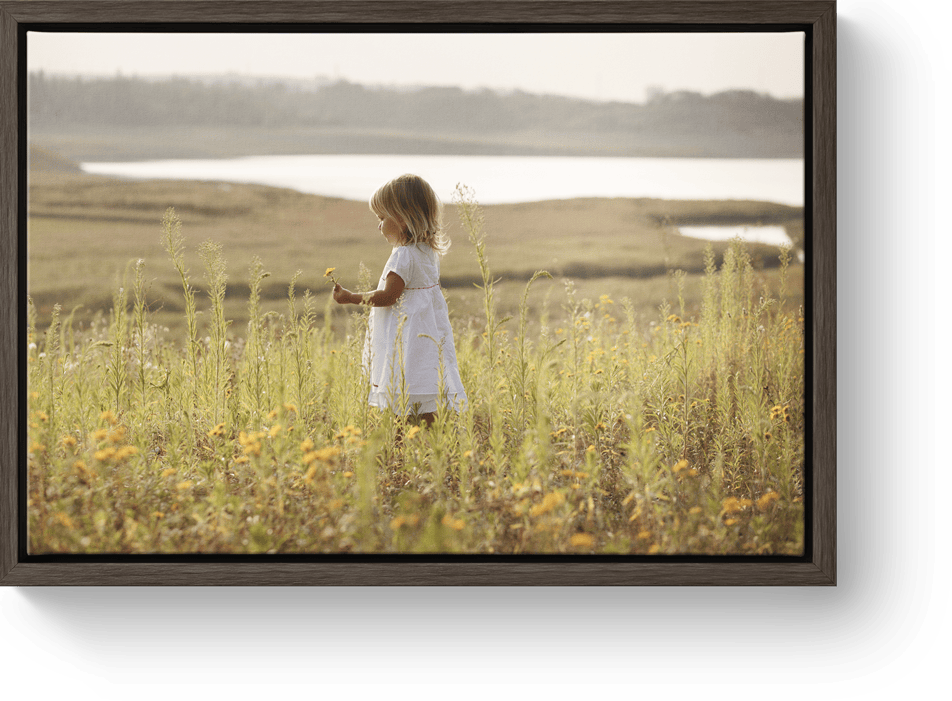 Canvas print wooden Chocolate oak floating frame