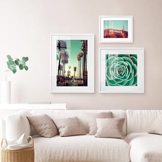 Photo wall white living room