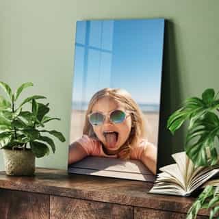 Glass photo prints as wall decoration